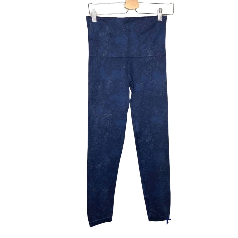 Spanx navy watercolor print seamless leggings